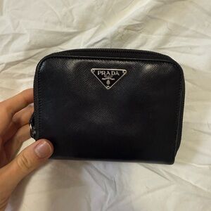Prada Black Saffiano Leather Zip Wallet